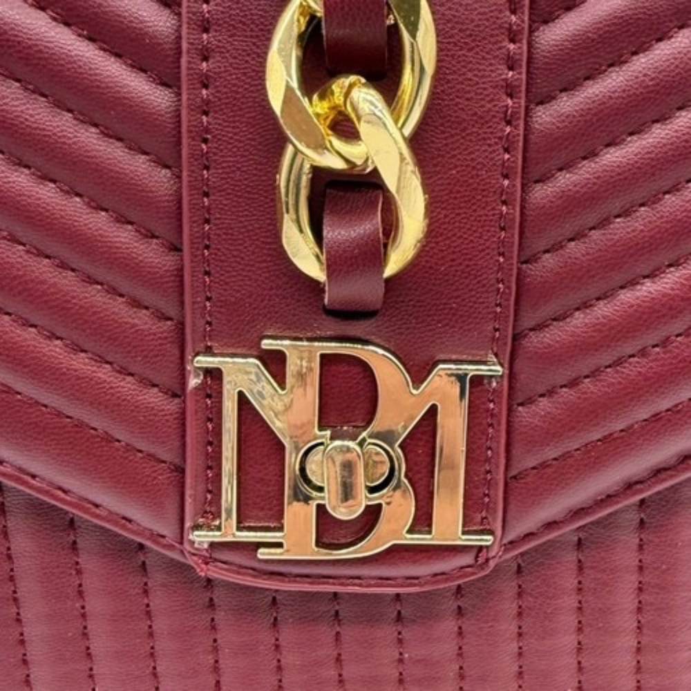 Badgley Mischka Wine Quilted Crossbody Bag with Chain Vegan Leather $179 - Picture 2 of 13